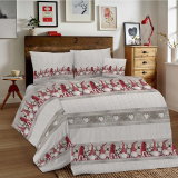 Vianočné bavlnené posteľné obliečky Červení Škriatkovia 140x200cm/70x90 cm
