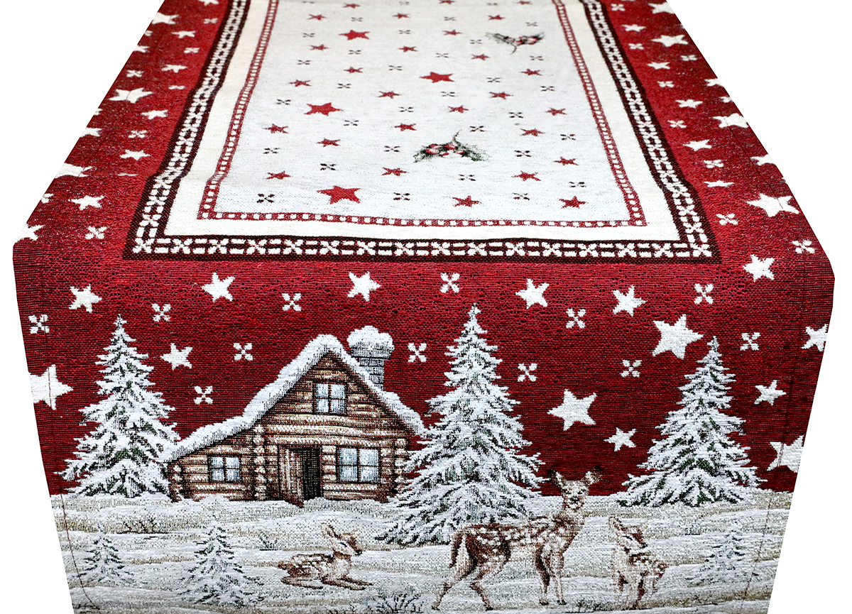 Vianočný gobelínový behúň na stôl 40x180 cm Chenille IT029