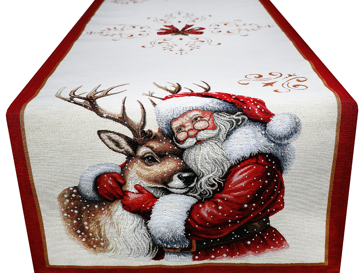 Vianočný gobelínový behúň na stôl s lurexom 45x90 cm Santa Mondo Italia