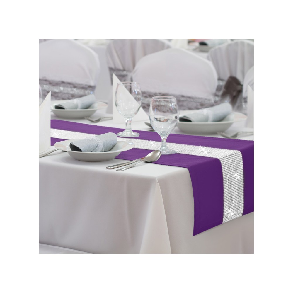 Behúň na stôl Glamour so zirkónmi farby fialový