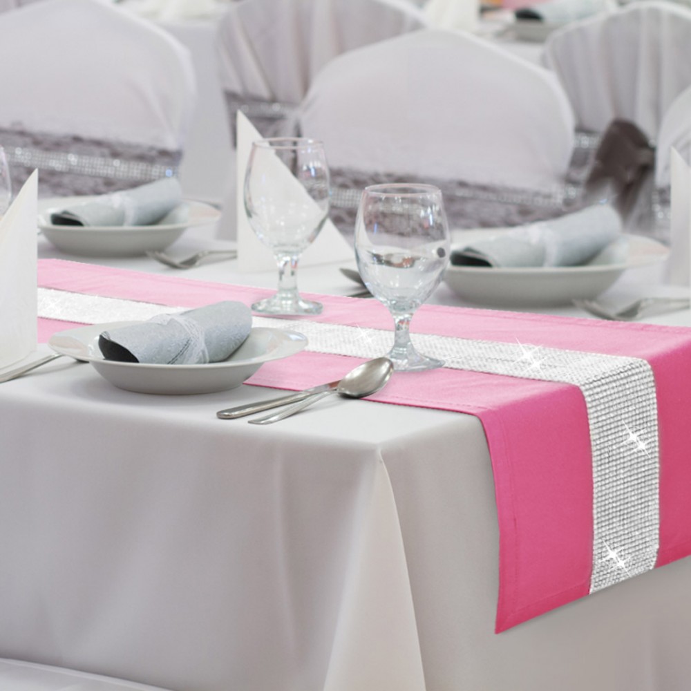 Behúň na stôl Glamour so zirkónmi farby ružovej