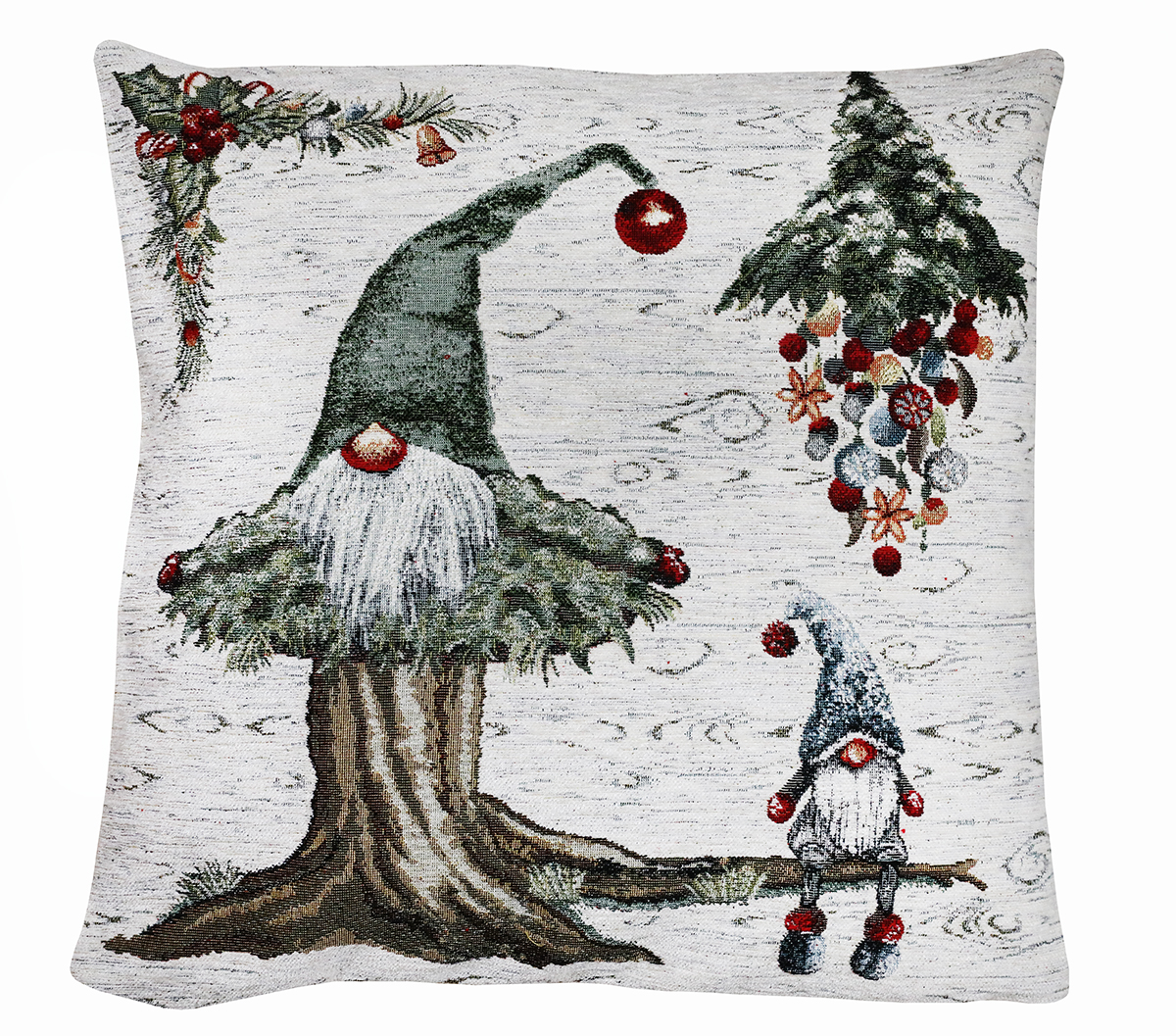 Vianočná gobelínová obliečka na vankúš Zelení škriatkovia 50x50 cm Chenille IT06