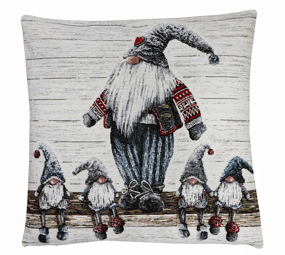 Vianočná gobelínová obliečka na vankúš Šedí škriatkovia 42x42 cm Chenille IT04