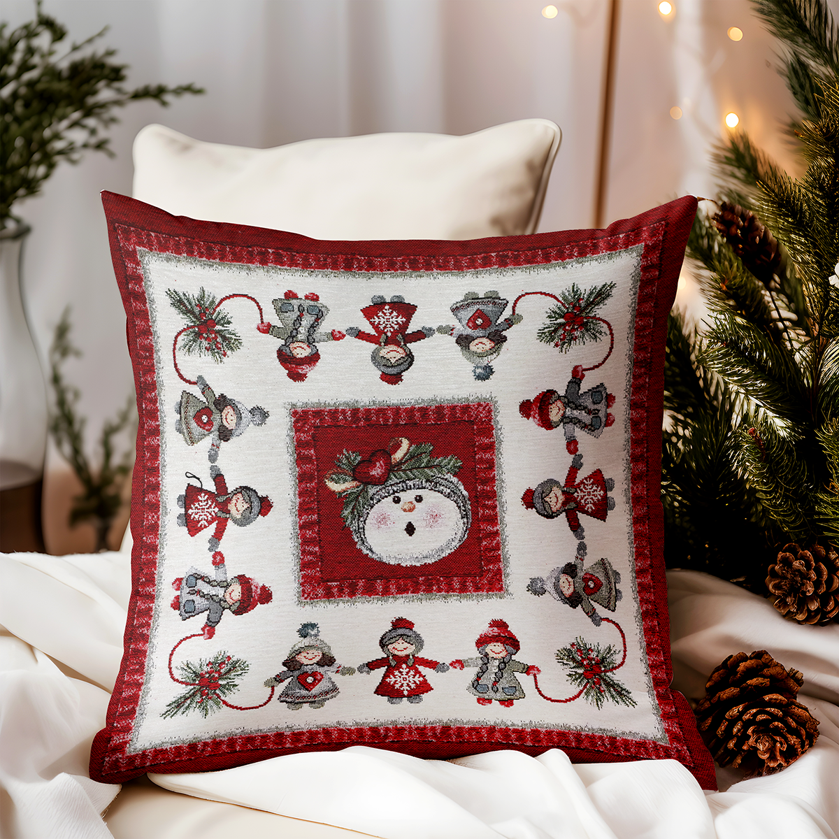 Vianočná gobelínová obliečka na vankúš Medovníky 42x42 cm Chenille IT021