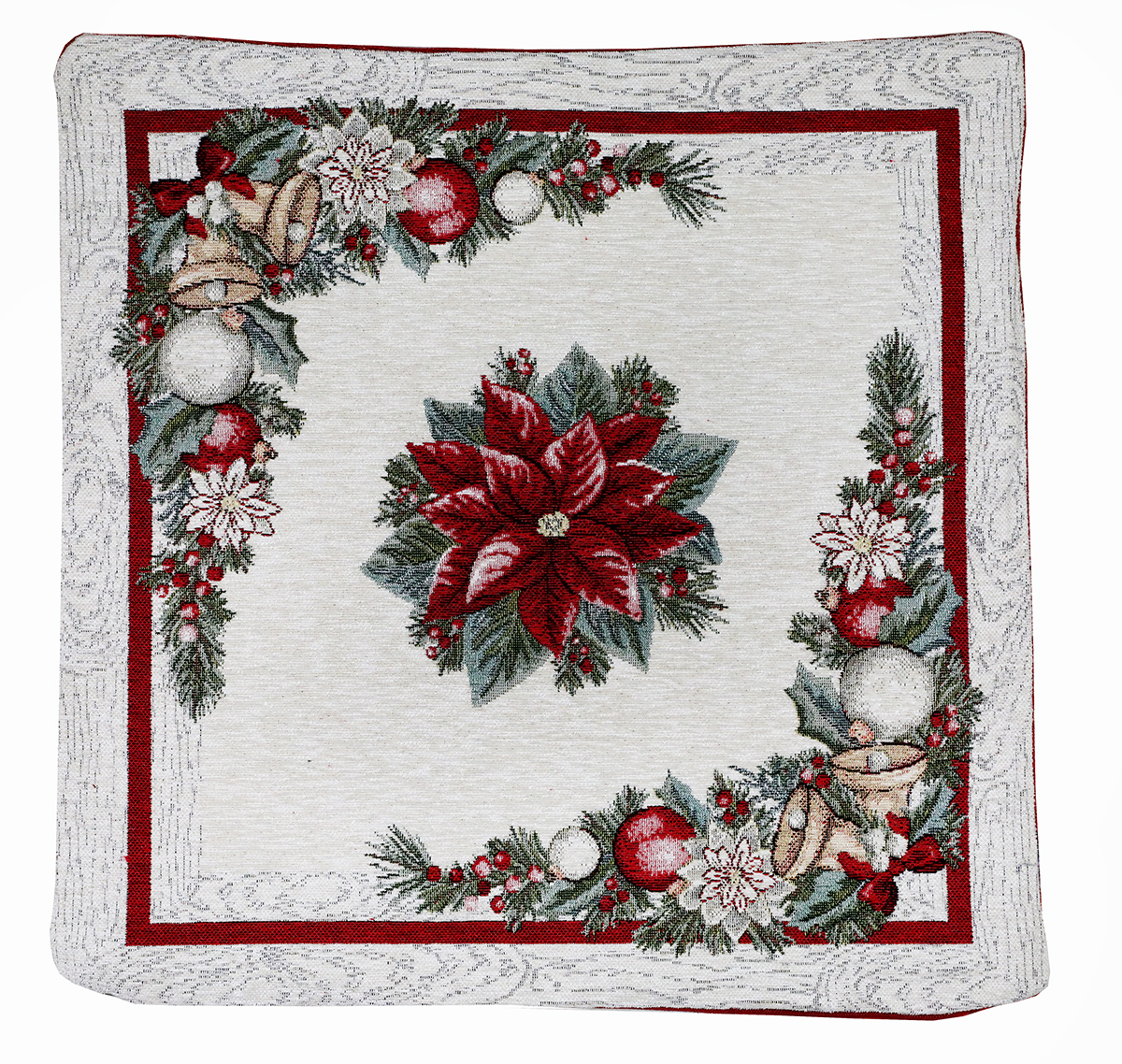 Vianočná gobelínová obliečka na vankúš Vianočná ruža 42x42 cm Chenille IT022