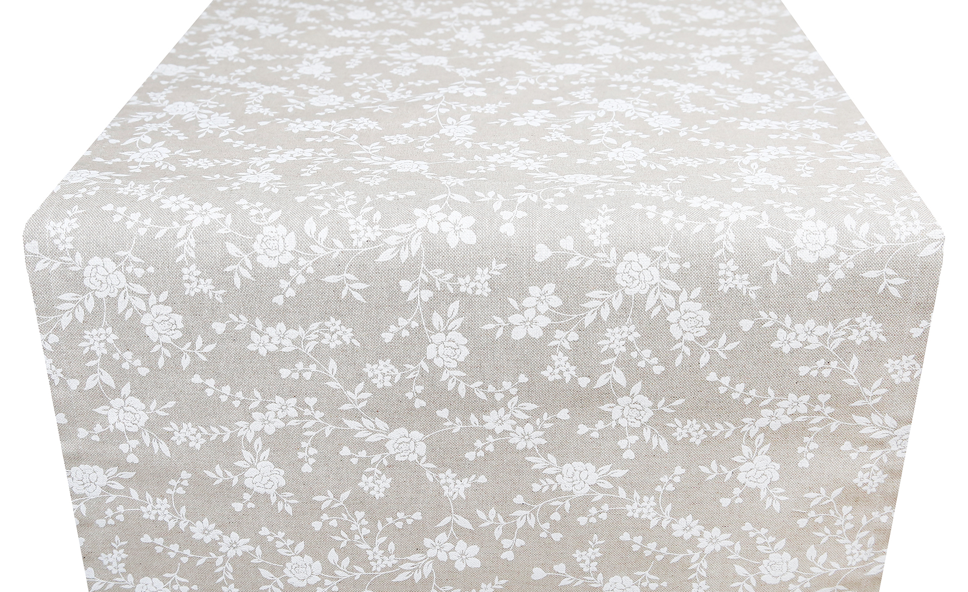 Behúň na stôl biele kvety 50x150 cm MADE IN ITALY
