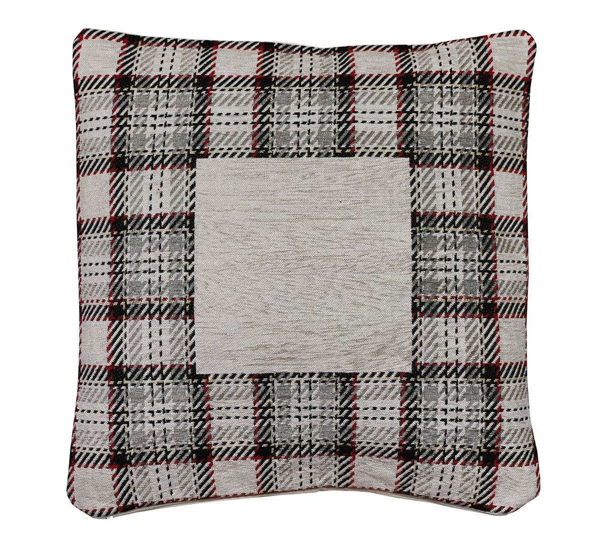 Vianočná gobelínová obliečka na vankúš Tartan šedohnedá 42x42 cm Chenille IT025