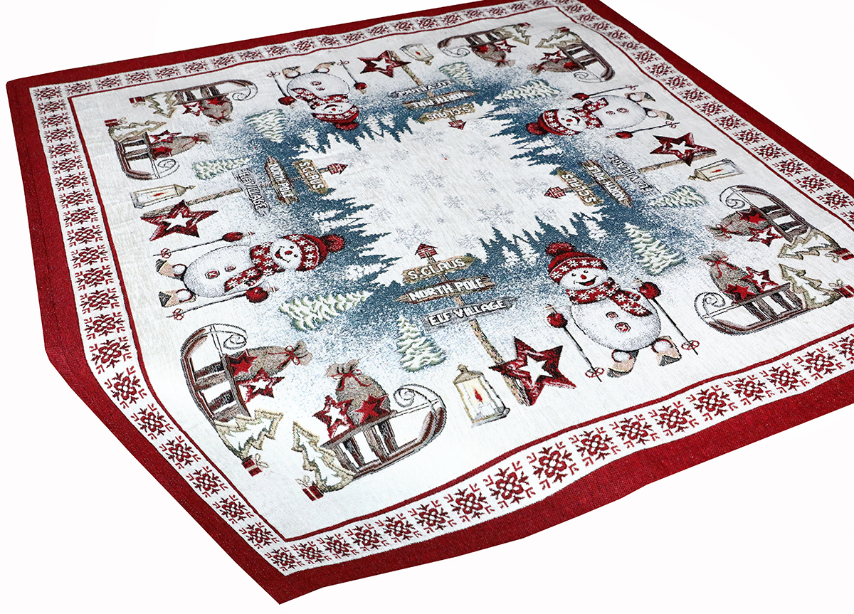 Vianočný gobelínový obrus na stôl Severný pól 90x90 cm Chenille IT037