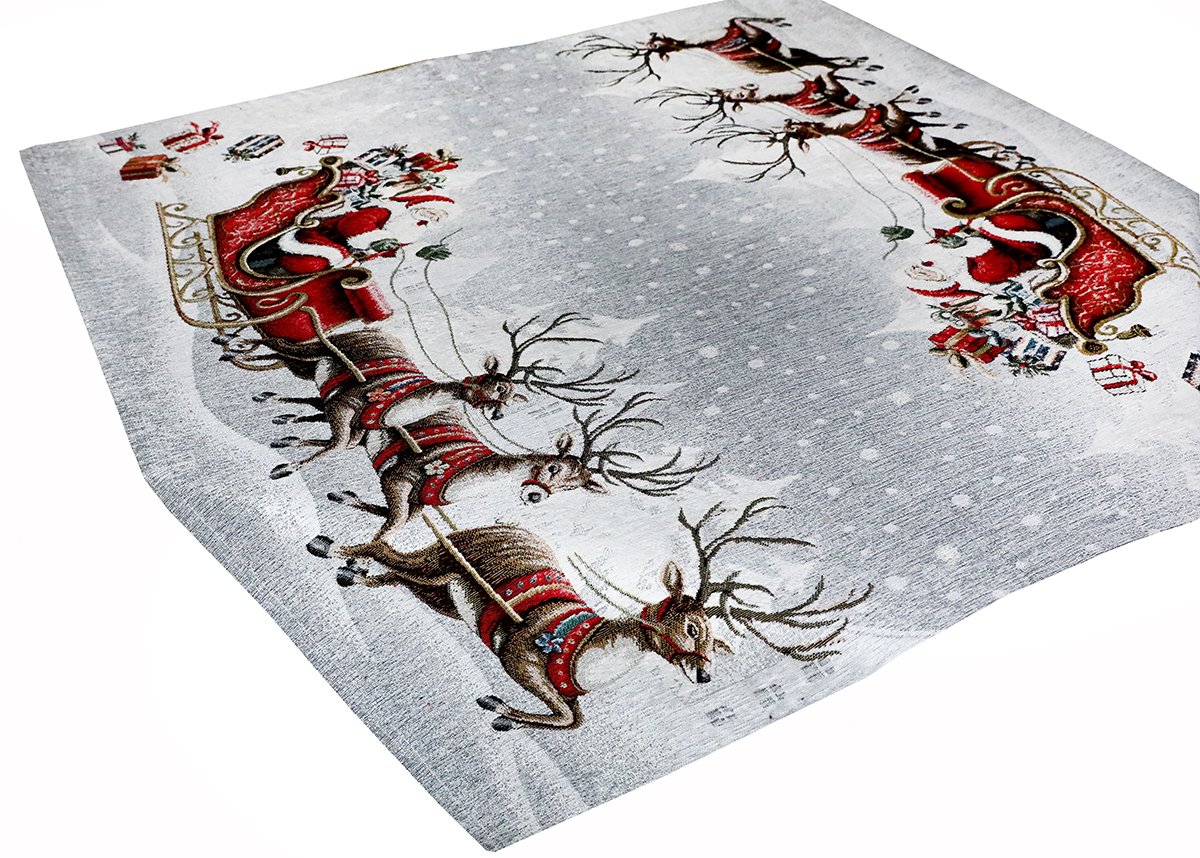 Vianočný gobelínový obrus na stôl Mikuláš na koči 90x90 cm Chenille IT042