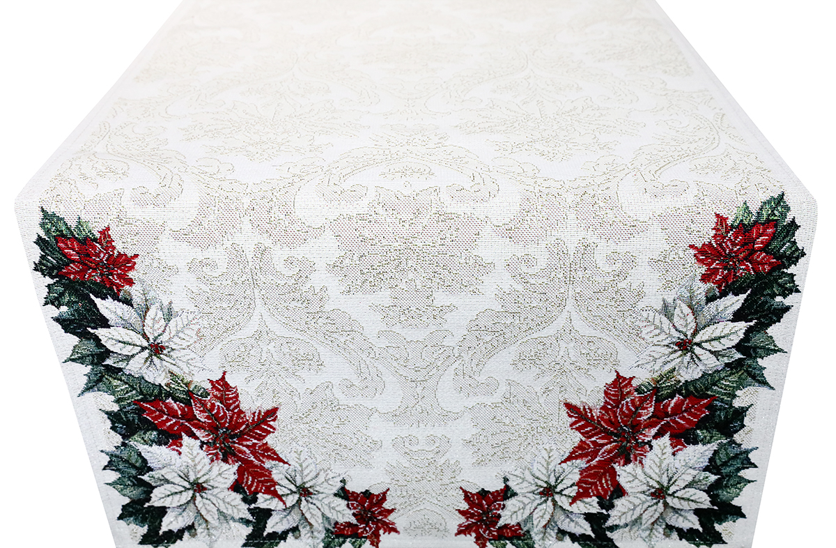 Luxusný vianočný gobelínový behúň na stôl s lurexom 45x90 cm Vianočná girlanda