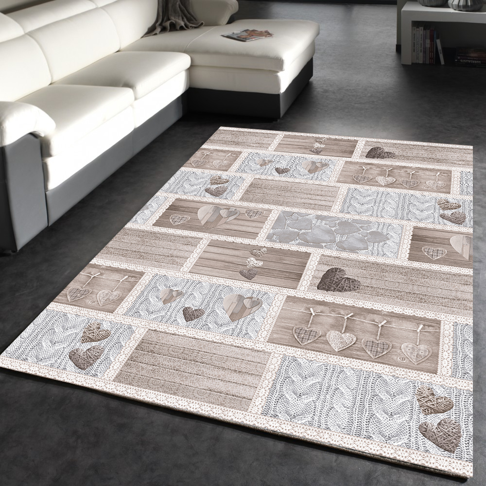 Ženilkový koberec Shabby love béžový 70x115 cm Made in Italy