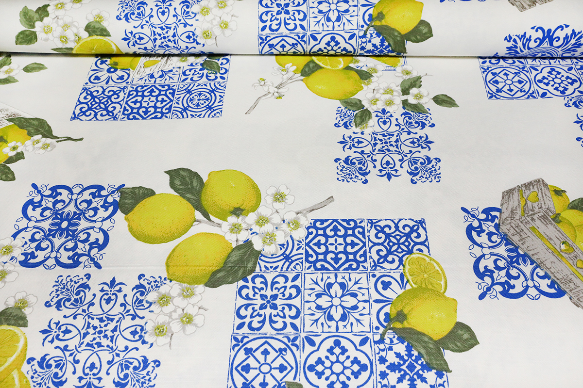 Bavlnený obrus Ciróny s modrou majolikou