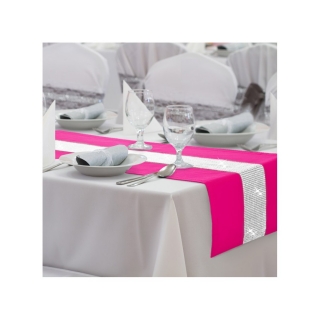 Behúň na stôl Glamour so zirkónmi farby tmavoružovej