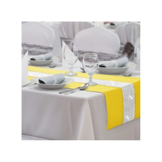 Behúň na stôl Glamour so zirkónmi farby pastelovo žltej