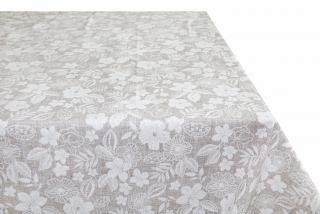 Obrus biele kvety na béžovom podklade 90x90 cm Made in Italy