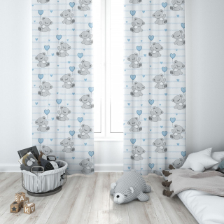 Hotový záves na riasiacej páske MIGD16502 medvedík s blankytným balónom