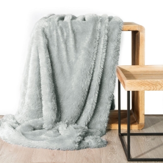 Kožušinová deka so striebornou niťou Tiffany, strieborno-šedá