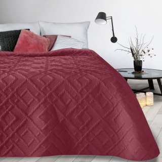 Jednofarebný prehoz na posteľ Alara/2 s geometrickým vzorom, bordový