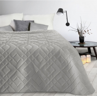 Jednofarebný prehoz na posteľ Alara/2 s geometrickým vzorom, šedý