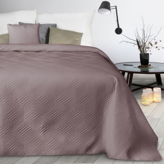 Jednofarebný prehoz na posteľ Boni2 so vzorom, pudrovo ružový