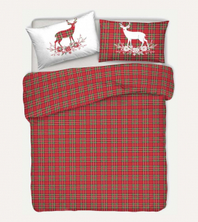 Bavlnené posteľné obliečkyTartan červené 140x200cm/50x80 cm