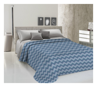 Prikrývka na posteľ Zig-zag modrá Made in Italy