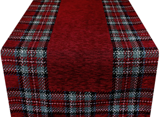 Gobelínový behúň na stôl Tartan bordový 40x130 cm Chenille IT025