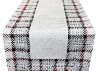 Gobelínový behúň na stôl Tartan šedohnedý 40x130 cm Chenille IT025